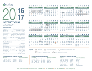 2016-17 Instructional Calendar