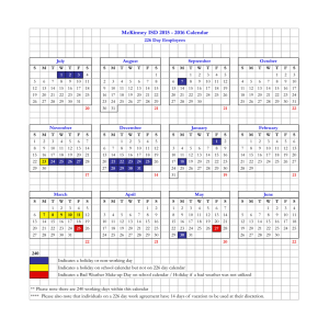 Calendar 2015 - 2016 226 day