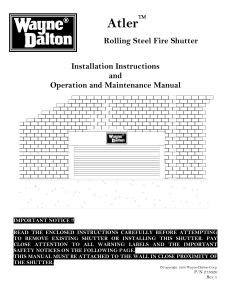 Rolling Steel Fire Shutter Installation Instructions and Operation and