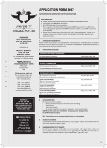 application form 2017 - University of Johannesburg