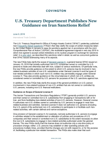 U.S. Treasury Department Publishes New Guidance on Iran