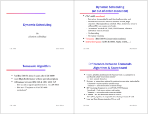 Dynamic Scheduling Dynamic Scheduling