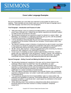 Cover Letter Language Examples