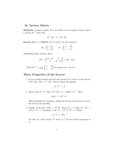 10. Inverse Matrix Three Properties of the Inverse