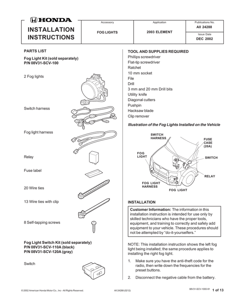 Honda parts deal