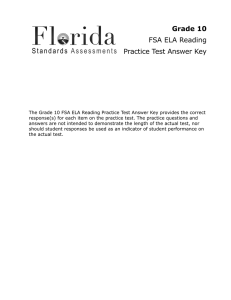 Grade 10 FSA ELA Reading Practice Test Answer Key