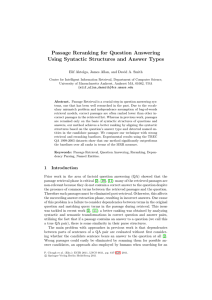 Passage Reranking for Question Answering Using Syntactic