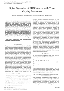 Spike Dynamics of FHN Neuron with Time Varying Parameters