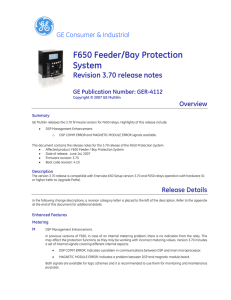 F650 Feeder/Bay Protection System