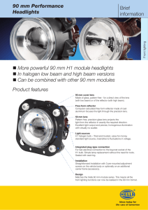 More powerful 90 mm H1 module headlights In halogen low beam