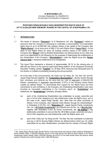 1 IX BIOPHARMA LTD. PROPOSED RENOUNCEABLE NON