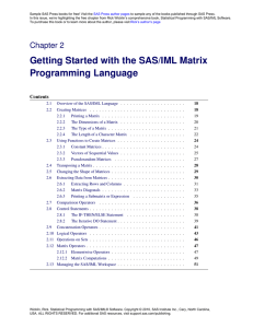 Getting Started with the SAS/IML Matrix Programming Language