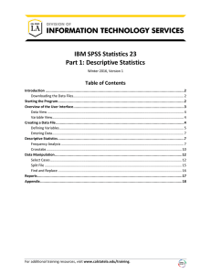 IBM SPSS Statistics 23 Part 1: Descriptive Statistics