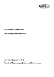Programme Specification BSc (Hons)