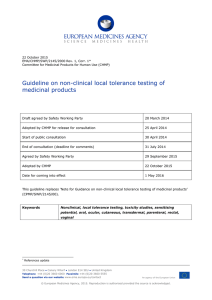 Guideline on non-clinical local tolerance testing of medicinal products