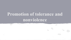 Promotion of tolerance and nonviolence