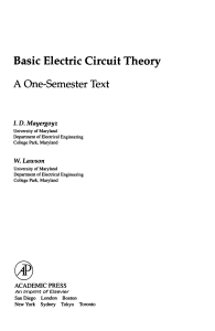 Basic Electric Circuit Theory A One-Semester Text