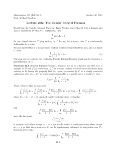 Lecture #22: The Cauchy Integral Formula