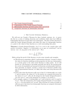 THE CAUCHY INTEGRAL FORMULA Contents 1. The Cauchy