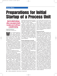 Preparations for Initial Startup of a Process Unit