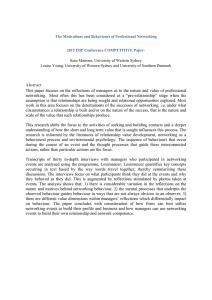 Abstract This paper focuses on the reflections of managers as to the