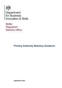 Primary Authority Statutory Guidance