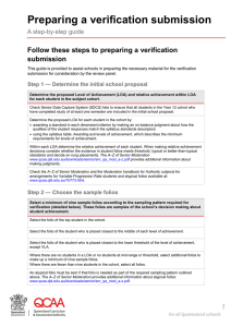 Preparing a verification submission: A step-by