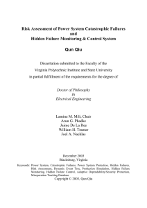 Risk Assessment of Power System Catastrophic Failures and