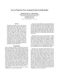 Analyzing Twitter for Public Health