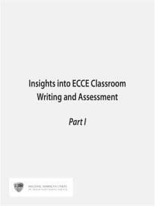Insights into ECCE Classroom Writing and Assessment Part I