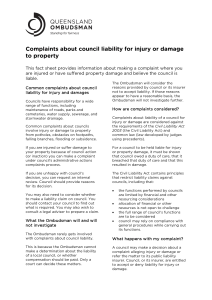 Complaints about council liability for injury or damage to property