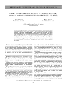 Genetic and Environmental Influences on Observed Personality