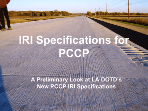 Implementation of IRI Specifi cations for PCCP
