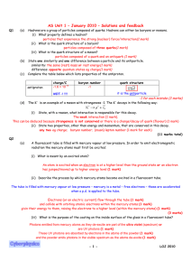 AS Unit 1 –January 2010 –Solutions and feedback