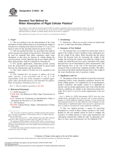 Water Absorption of Rigid Cellular Plastics1 - Versa