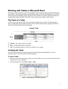 Working with Tables in Microsoft Word