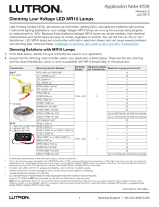 Dimming Low-Voltage LED MR16 Lamps APP NOTE 559