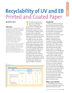 Recyclability of UV and EB Printed and Coated Paper
