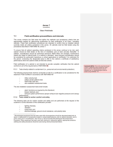 Annex ? ?.1 Field certification preconditions and