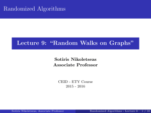 Lecture 9: “Random Walks on Graphs”