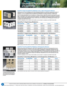 Connectors, Wallplates and Housings Connectors, Wallplates and
