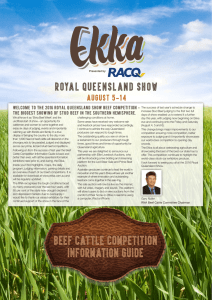 2016 Ekka Cattle Competition Information Guide for Beef Exhibitors