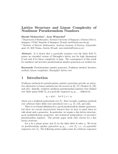 Lattice Structure and Linear Complexity of Nonlinear Pseudorandom