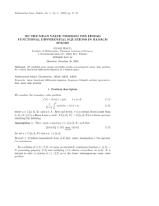 on the mean value problem for linear functional differential