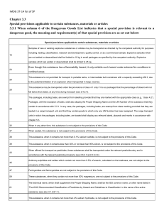 Chapter 3.3 Special provisions applicable to certain substances