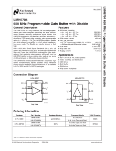 LMH6704 650 MHz Programmable Gain Buffer with Disable