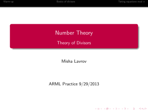 Number Theory - Theory of Divisors