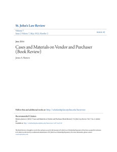 Cases and Materials on Vendor and Purchaser (Book Review)