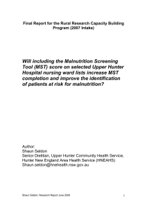 Will including the Malnutrition Screening Tool (MST) score on