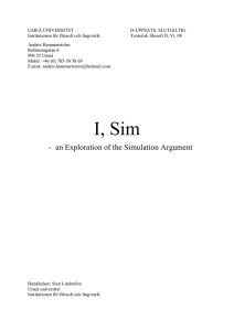 I, Sim - The Simulation Argument